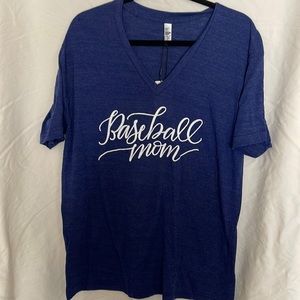 Large unisex blue Straw Rev baseball mom tshirt
